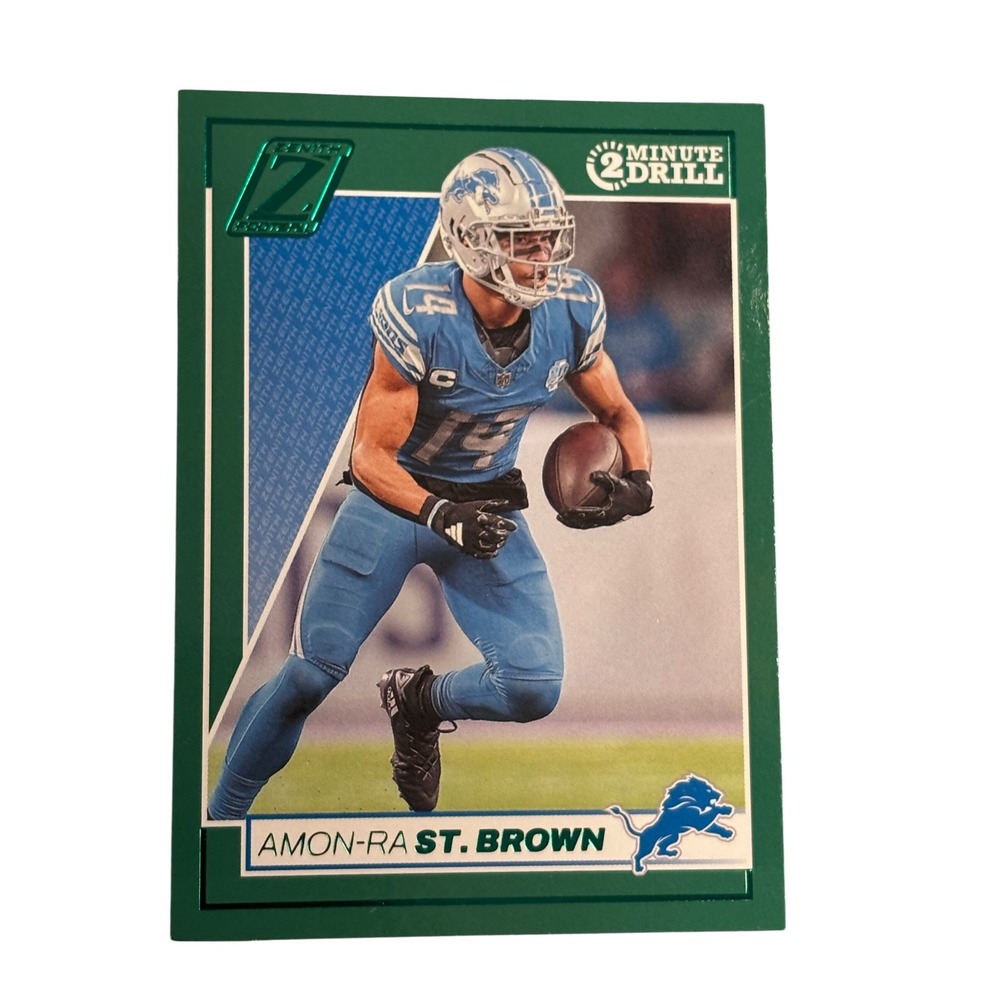 2024 Panini Zenith Amon-Ra St. Brown 2 Minute Drill Green Parallel Detroit Lions